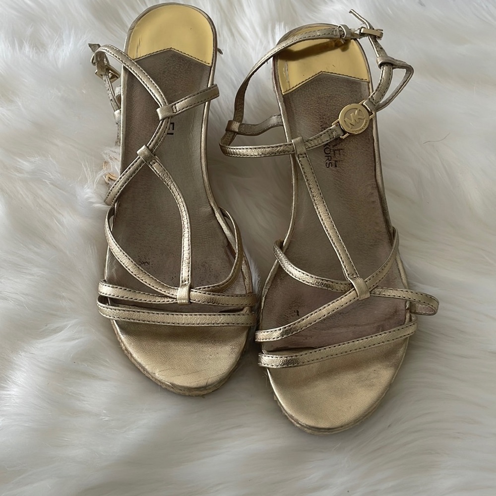 Super cute — Michael Kors good condition, gold wedge, espadrilles